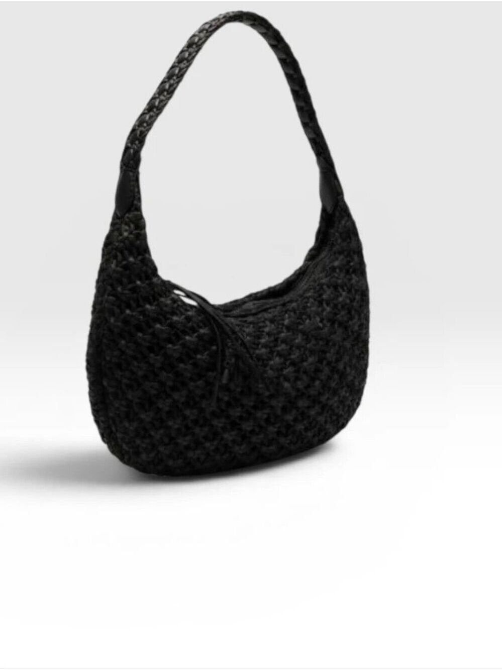 Talbots Black Knotted Cord Hobo Bag - Boho Shoulder Purse